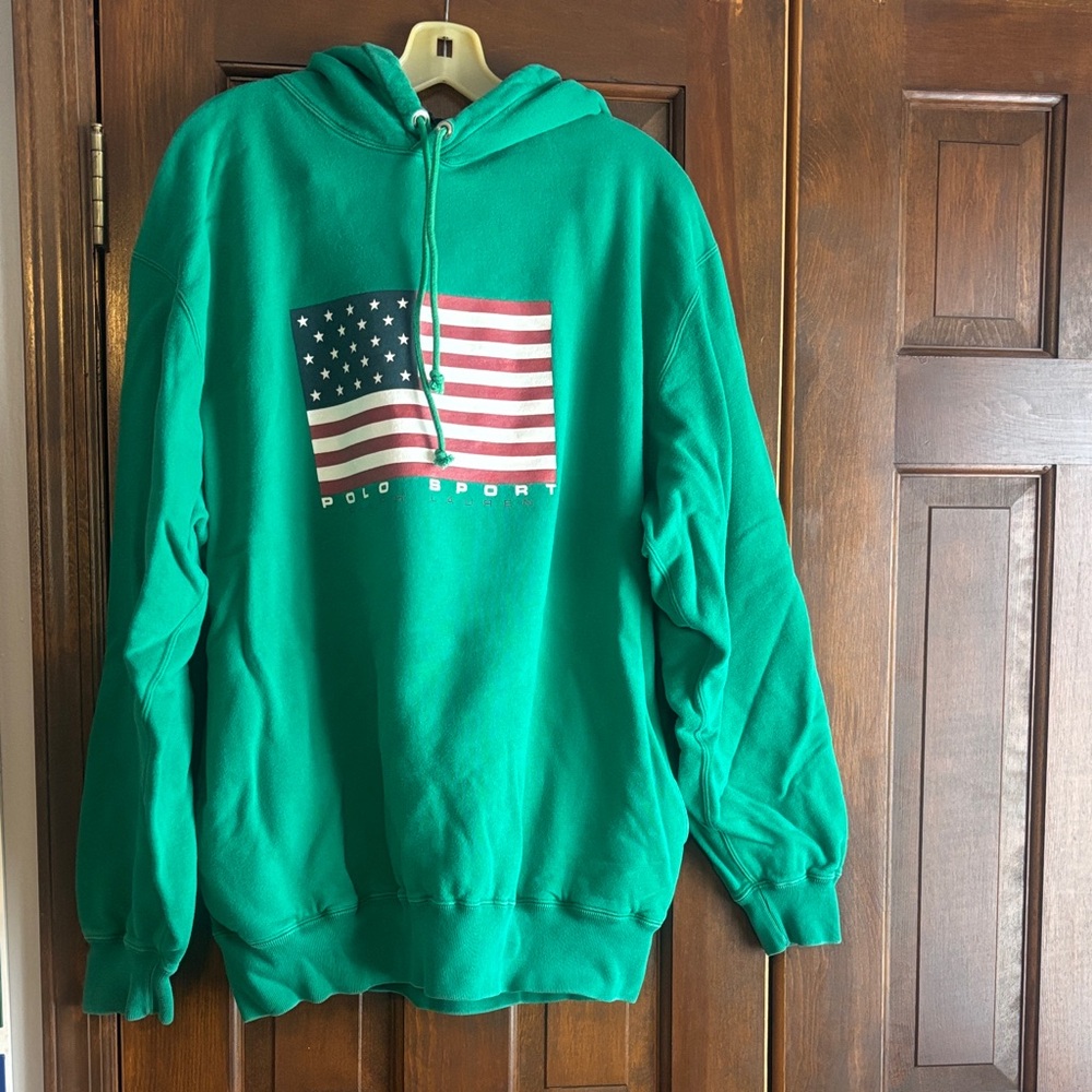 Polo by Ralph Lauren Green Hoodie with Flag Graphic